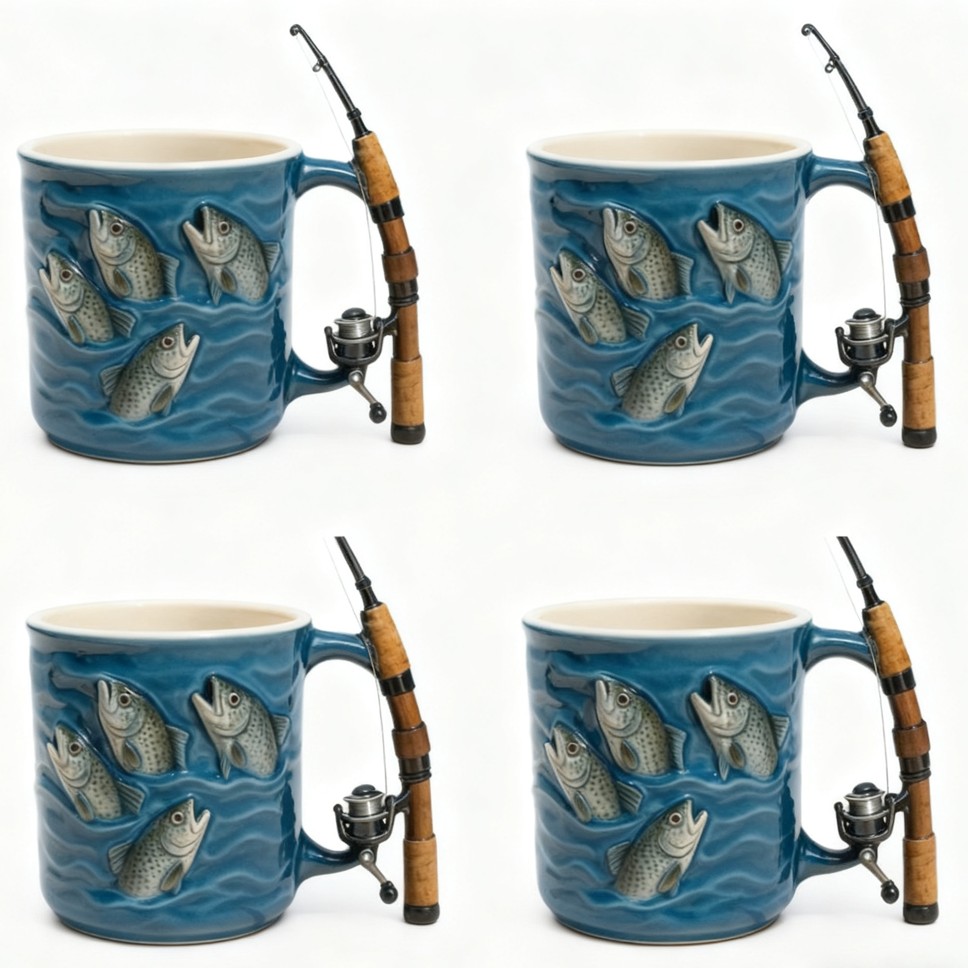 🔥🔥🔥Limited Edition Fishing Ceramic Mug - 🌊3D Fish & Mini Fishing Rod Detail🐟