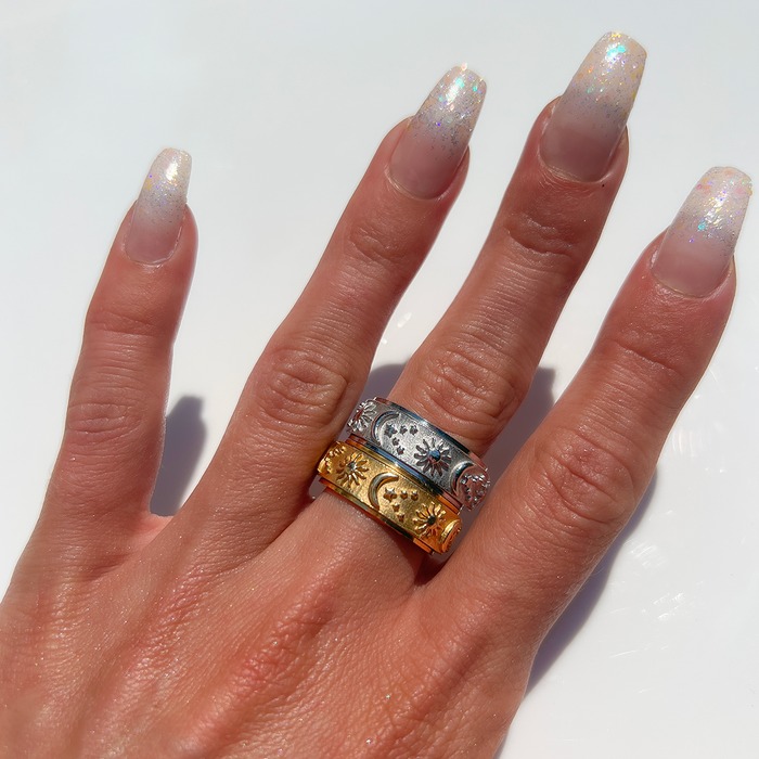 🔥Last Day Clearance Sale - 79%OFF 🔥-🌙Moon Star Sun Ring Stainless Steel  - Rotatable Release Anxiety🌟