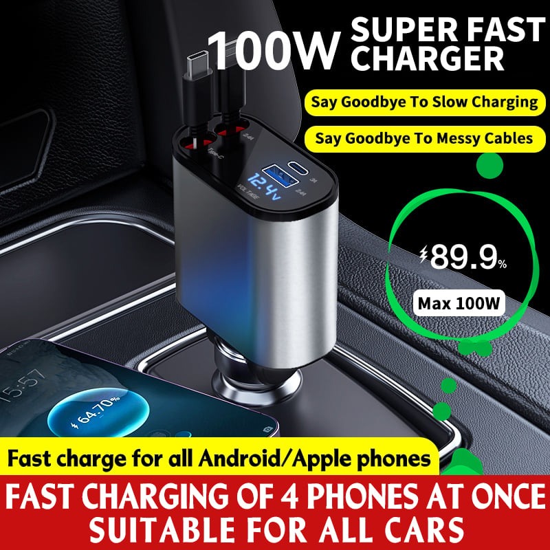 Fast Charge Retractable Car Charger(Sold Out Over 5 Times!!!)