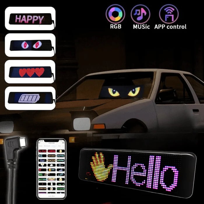 🎄Christmas Pre-Sale 49% OFF✨DIY Car Dynamic LED Smart Colorful Eye Lamp Soft Screen
