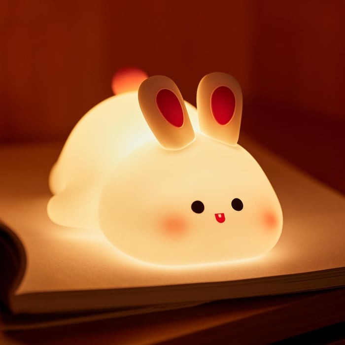 Dimmable Bunny Silicone Night Light - USB Port Charging