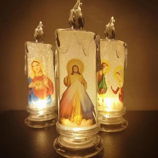 🕯️Last Day Clearance Sale 67% OFF 🕯️LED prayer flameless candles, Jesus saints religious decoration, Christmas Easter gift