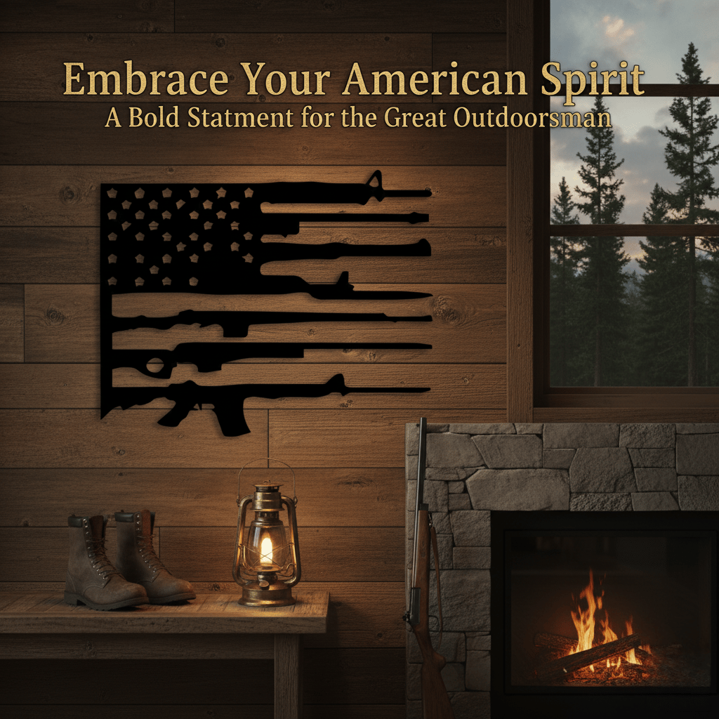 🏆New Year 60% OFF -🦅Vintage American Flag and Gun Metal Wall Art