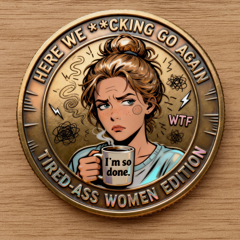 💥Black Friday Countdown-🔥 HERE WE F*CKING GO AGAIN — 2026 Tired-Ass Women Edition Coin