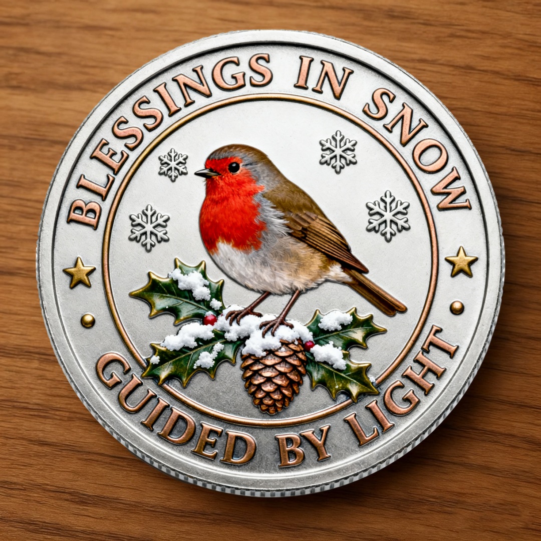 Rustic Winter Blessings Coin – Peace, Safety & Holiday Cheer