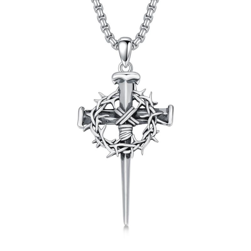 🔥Limited Edition-Nail Cross Crown of Thorns Necklace ( buy 2 free shipping)