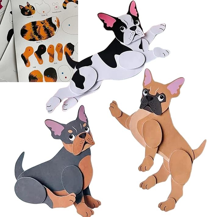 👉 Bulldog Paper Doll DIY Kit – Posable Origami Craft for Teens & Adults