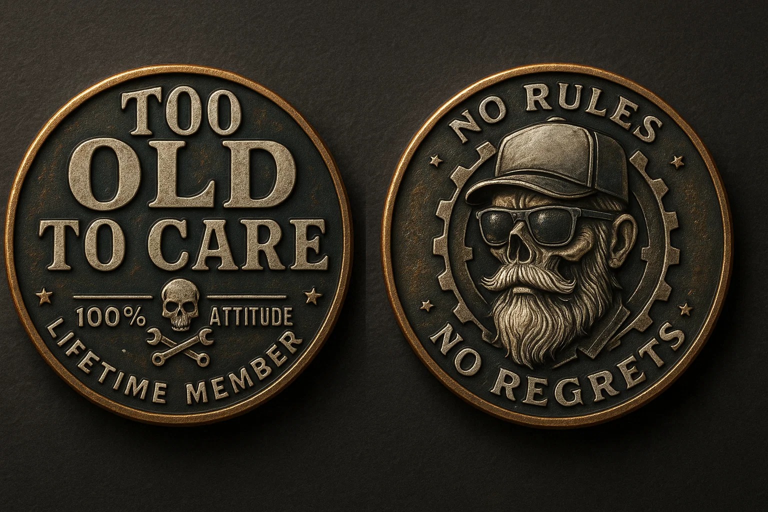 TOO OLD TO CARE – Lifetime Member Coin