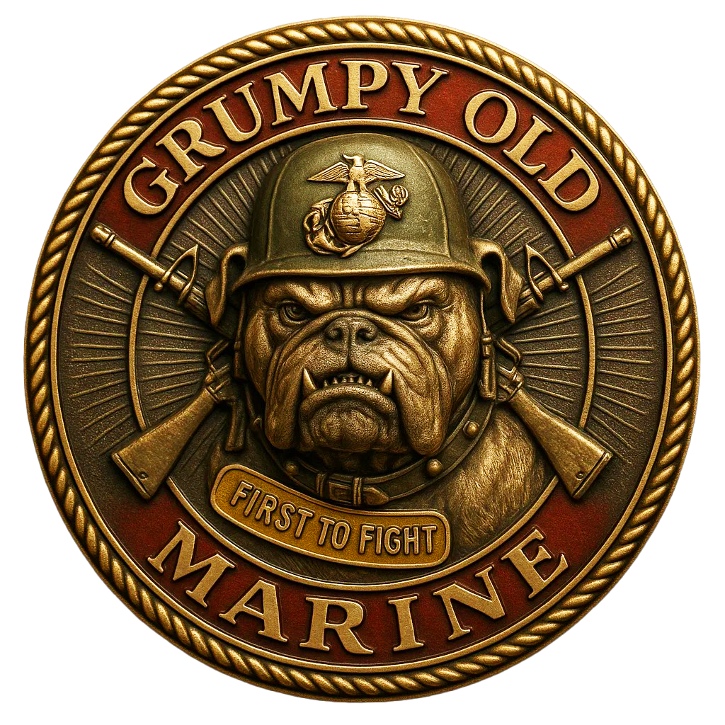 🪖 Grumpy Old Marine · Elite Veteran Challenge Coin