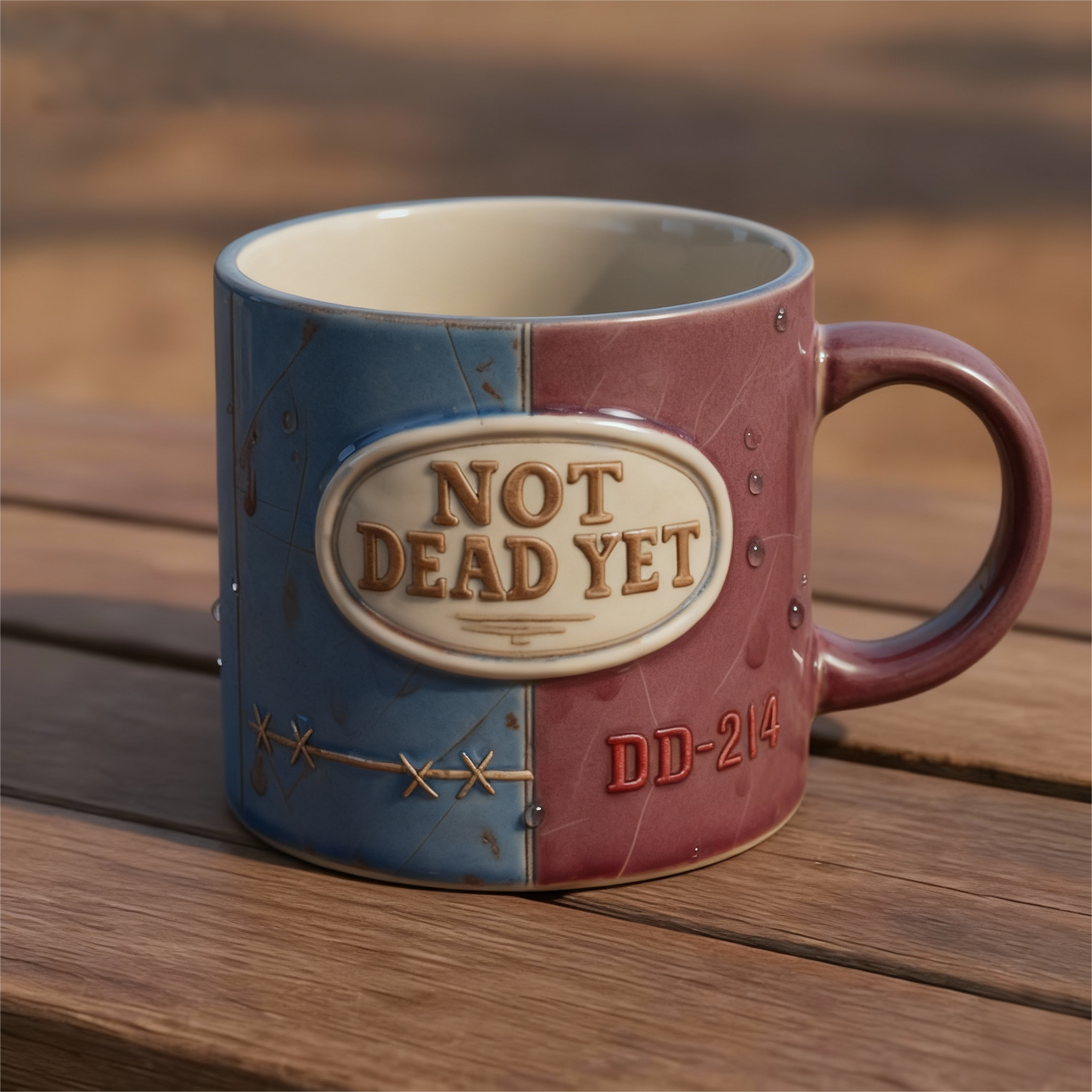 “Not Dead Yet” Veteran Mug | Salute to Resilience & Dark Humor