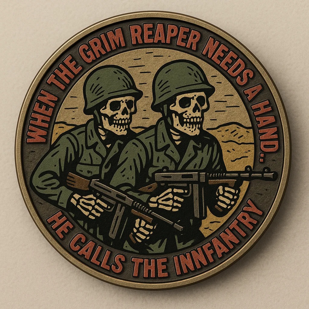 THE GRIM REAPER INFANTRY CHALLENGE COIN: HONOR THE QUEEN OF BATTLE