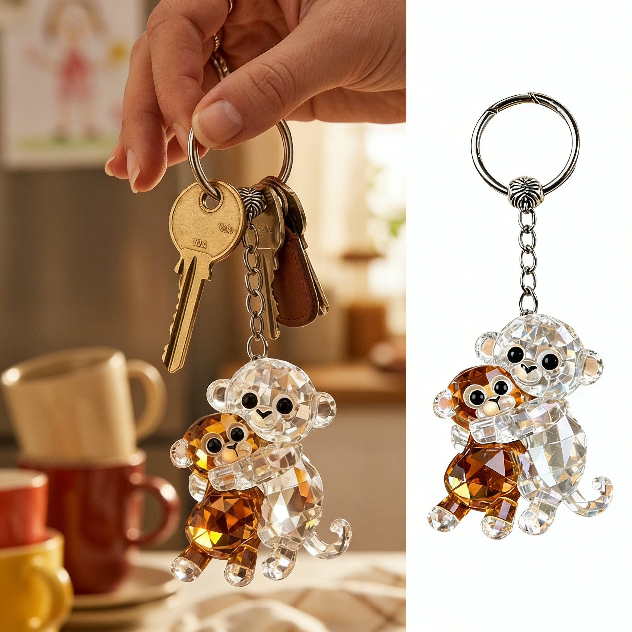 🏆Last Day 60% OFF- Punch the Monkey Crystal Key chain🐒