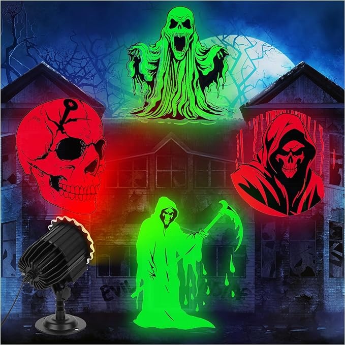 🎃 Halloween 3D Skull Ghost Projector Light 👻
