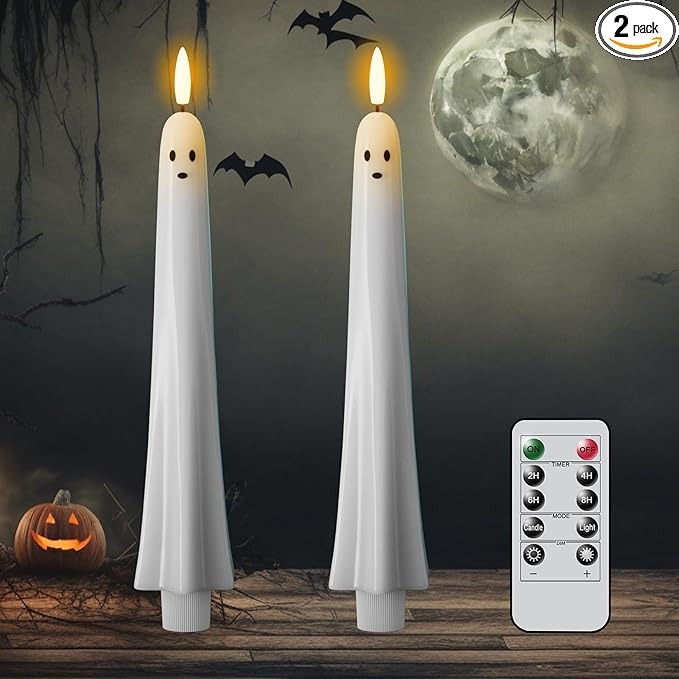🔥 Halloween Sale – 49% OFF🎃 Ghost Flameless Taper Candles – Halloween Edition 