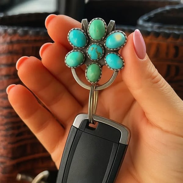 🔥Hot Sale 49%OFF - Turquoise Bloom Bag Clip Key Holder