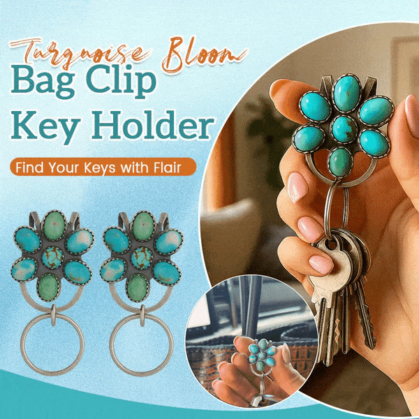 🔥Hot Sale 49%OFF - Turquoise Bloom Bag Clip Key Holder