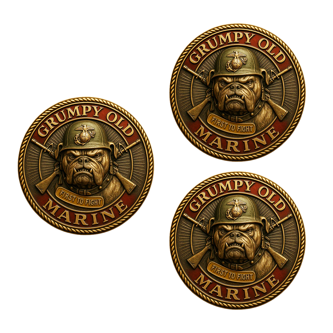 🪖 Grumpy Old Marine · Elite Veteran Challenge Coin