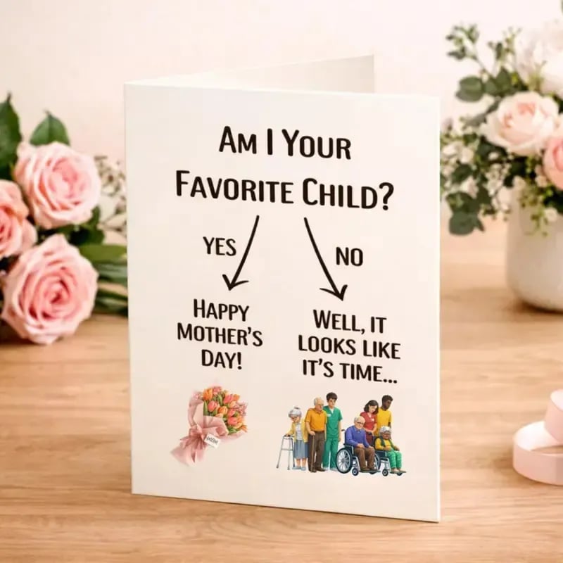 💐Mother's Day Sale❤️Funny Mother's Day Card with Blank Inside and Envelope