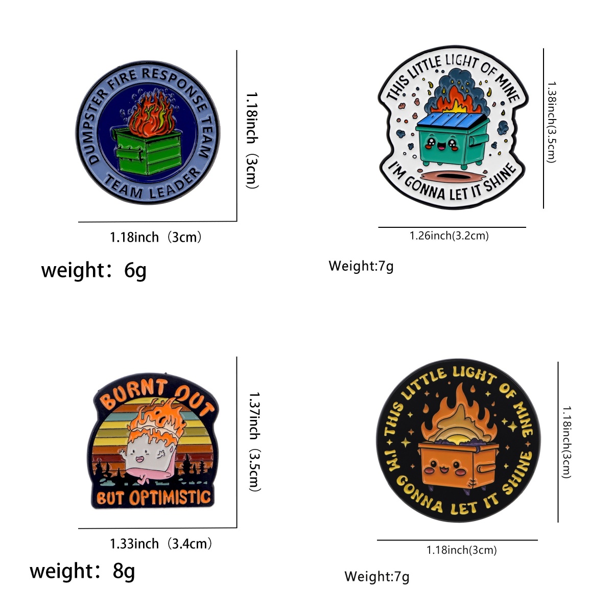 Dustbin Quotes Brooch Cartoon Metal Badge