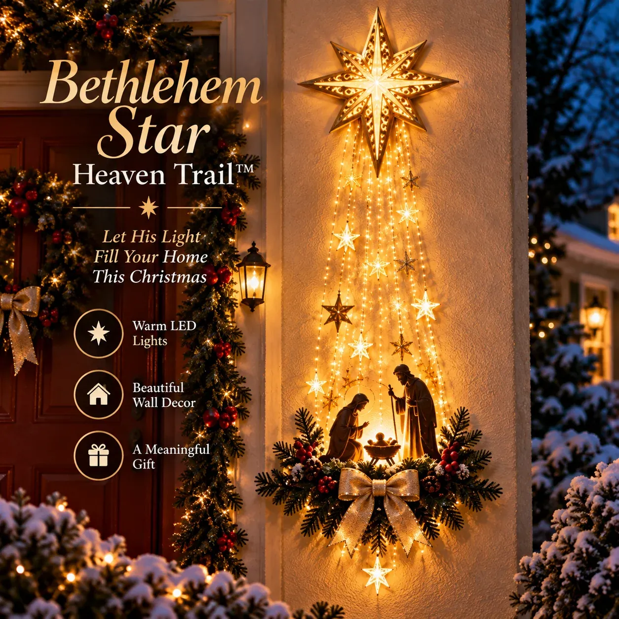 ✝️ Bethlehem Star of Faith – Lighted Nativity Wall Decor
