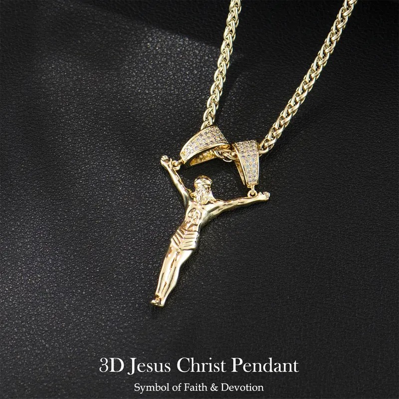 ✝ Holylegend 14K Real Gold-Plated Jesus Christ Pendant Necklace ✝