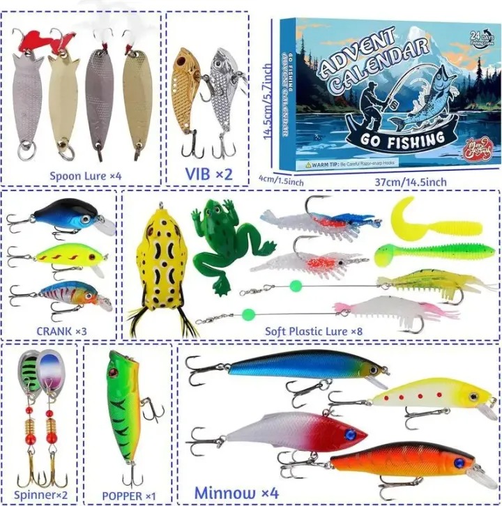 🔥Hot Sale 49% OFF🎣 Advent Calendar 2025 Fishing Lure - 24 Days Christmas Countdown Fish Tackle Set