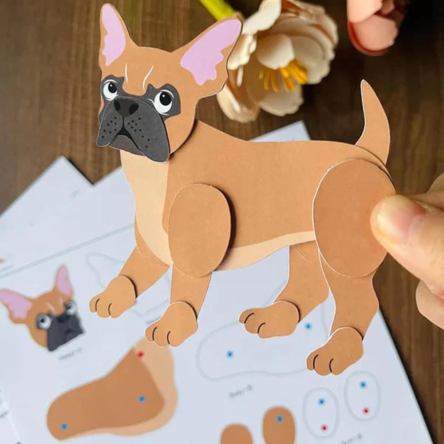 👉 Bulldog Paper Doll DIY Kit – Posable Origami Craft for Teens & Adults