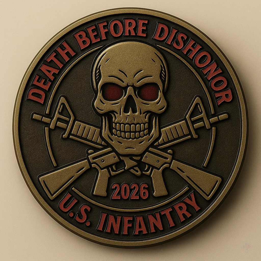 THE GRIM REAPER INFANTRY CHALLENGE COIN: HONOR THE QUEEN OF BATTLE