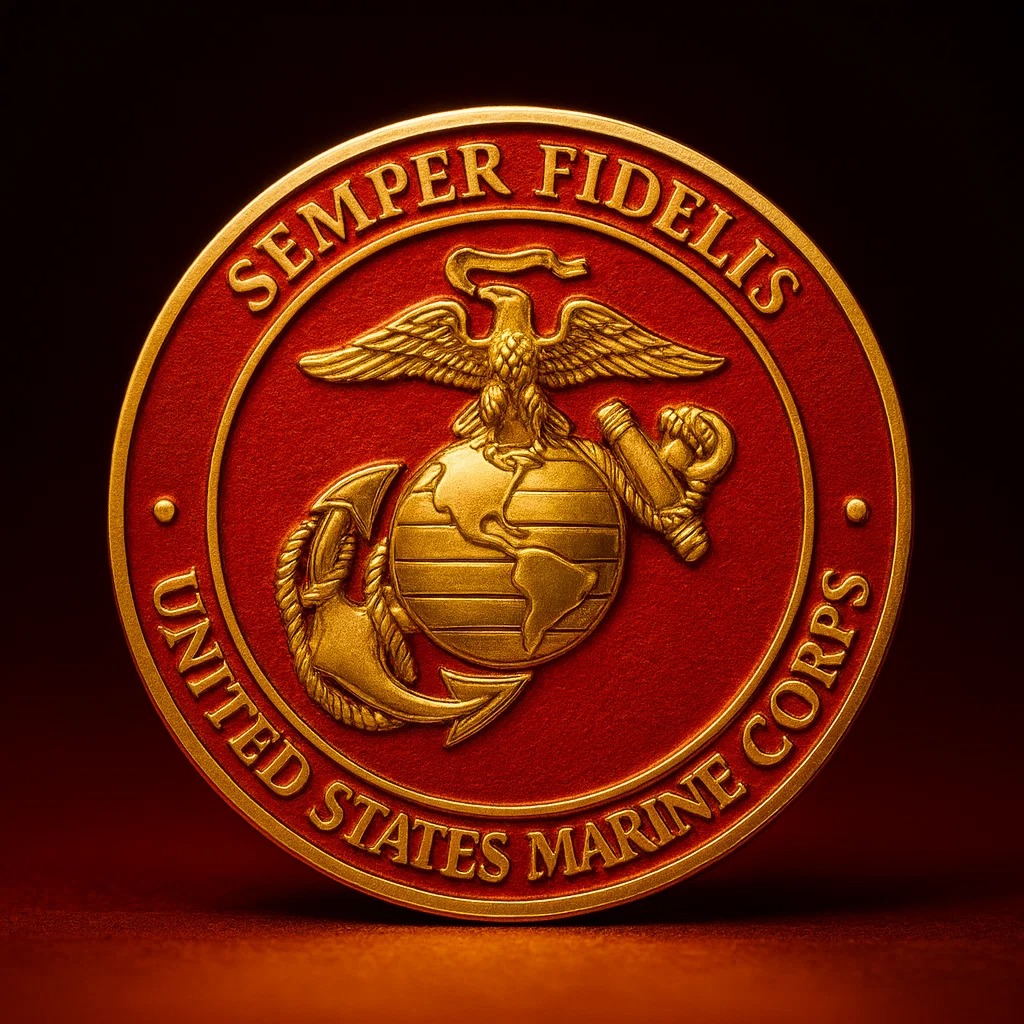 USMC Scarlet & Gold Devil Dog CoiN