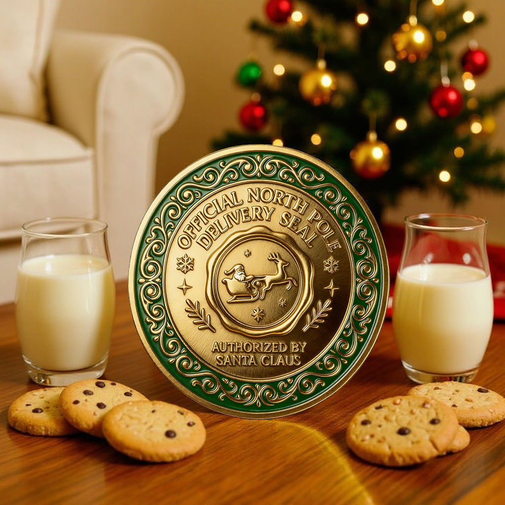 🎄🎄🎄🎄Santa’s Gold ‘Milk & Cookies’ Coin — A Christmas Thank-You Keepsake🎅🎄