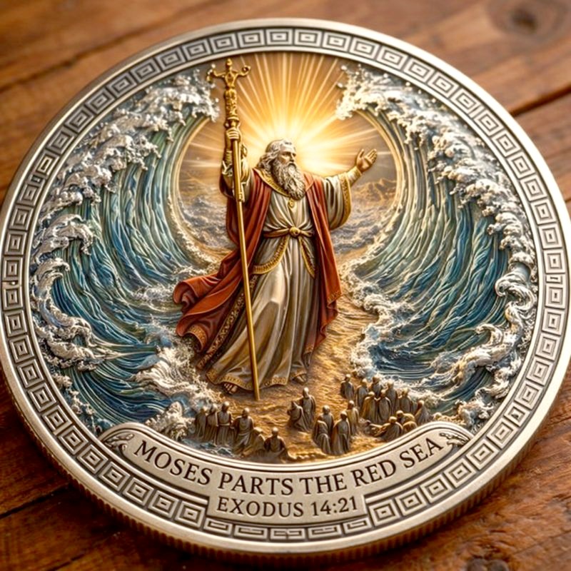 🏆New Year 60% OFF - 🌊 Faith Made a Way ✝️ | Moses Parting the Red Sea Commemorative Coin