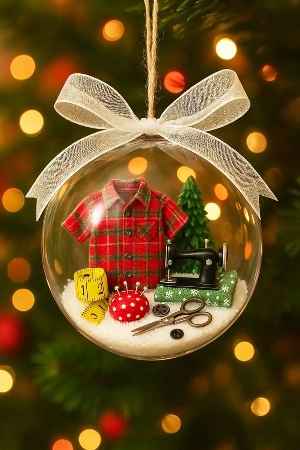 🔥Last Day 49% OFF - Holiday Sewing Snow Globe Ornament🎄Three-Dimensional (Not Flat)
