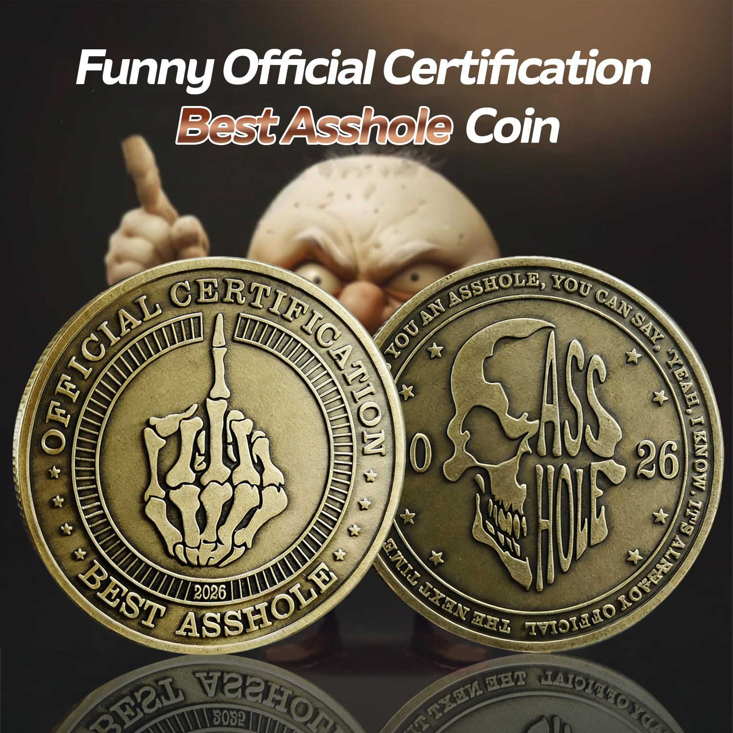 🎄Christmas Sale 50% OFF🔥Funny Official Certification Best A**hole Challenge Coin