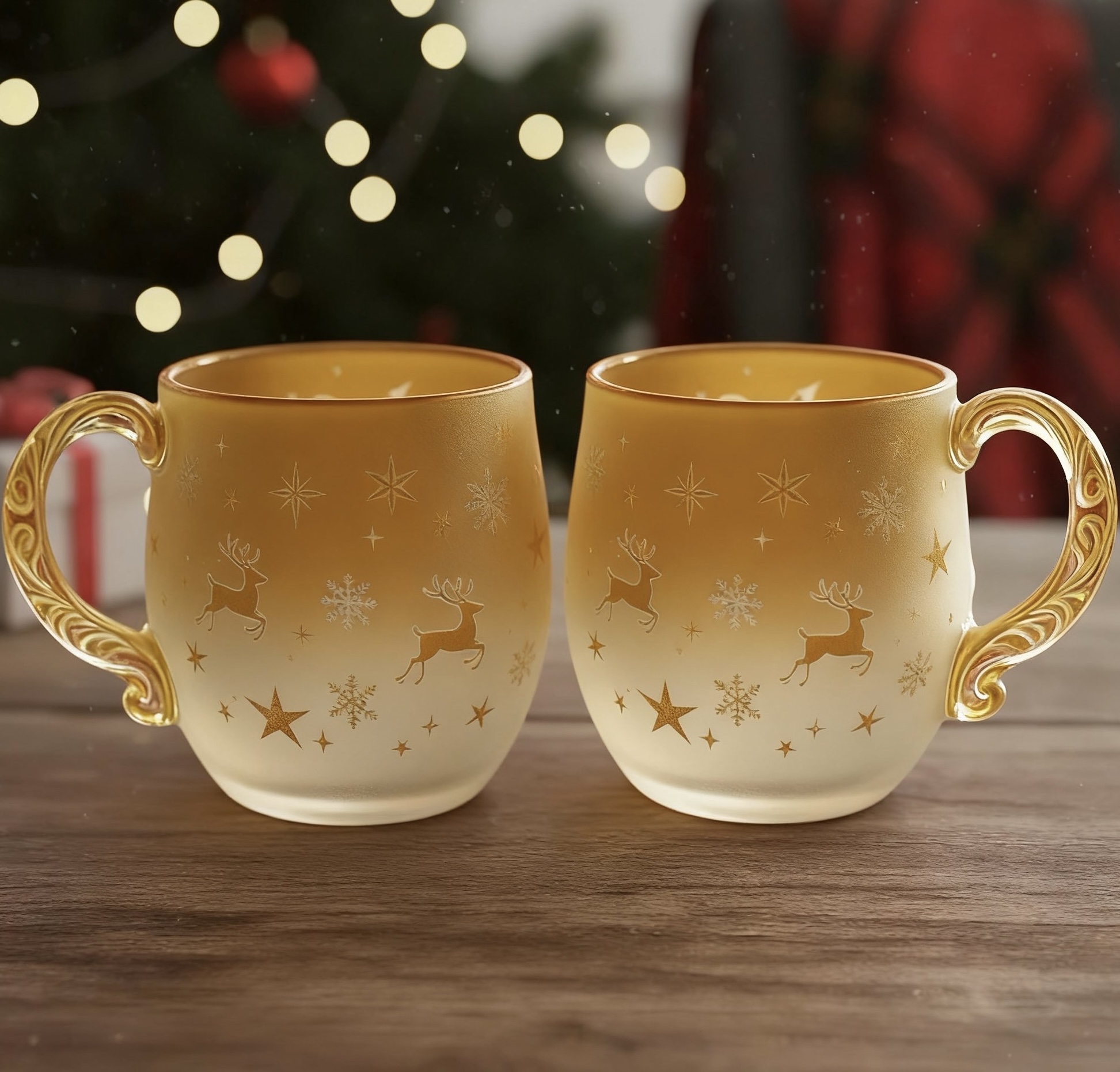 🎄 Christmas Ocean & Sunset Glass Mug Series (Buy 1 Mug & Get 1 Santa Claus pocket hug ornament for free.for FREE!)