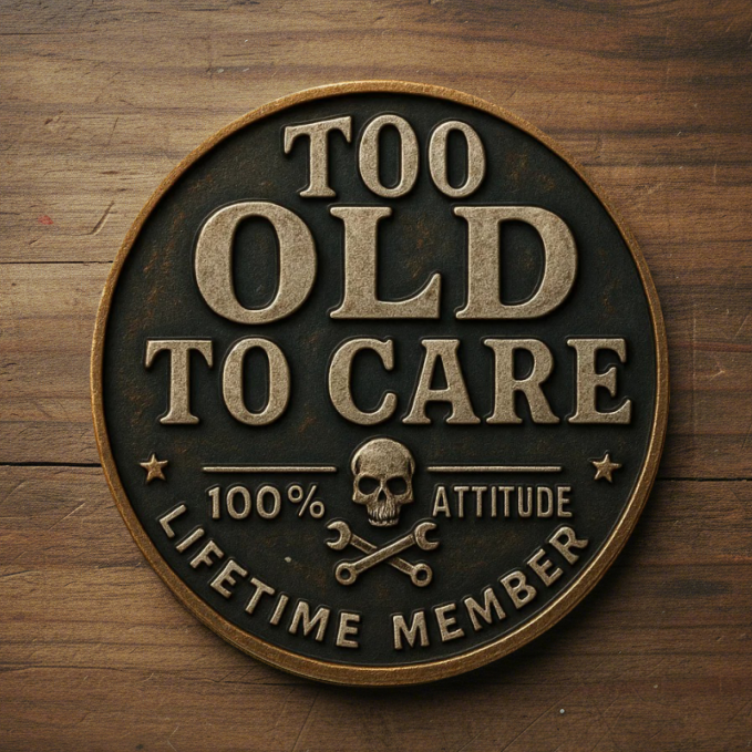 TOO OLD TO CARE – Lifetime Member Coin