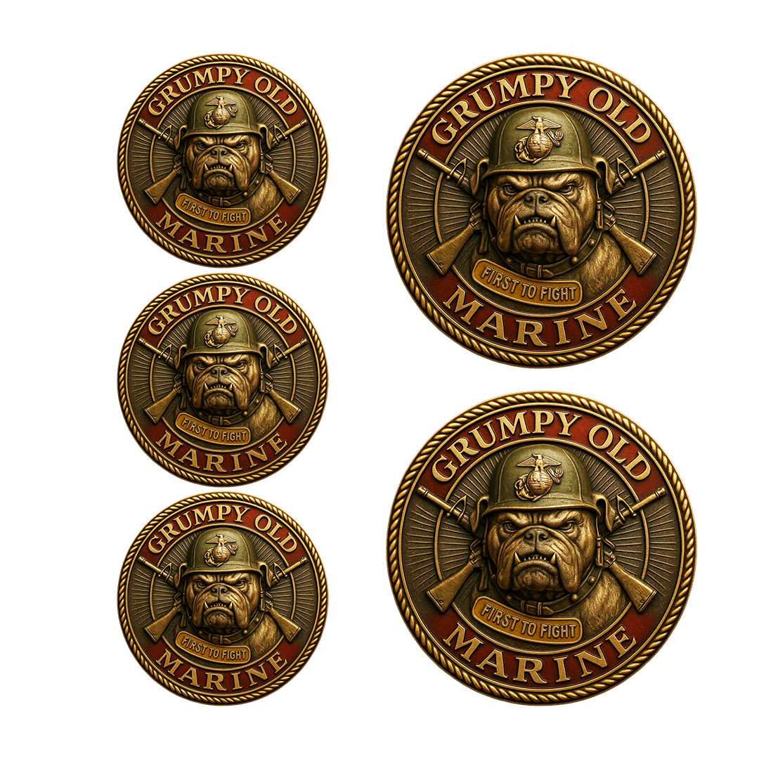 🪖 Grumpy Old Marine · Elite Veteran Challenge Coin