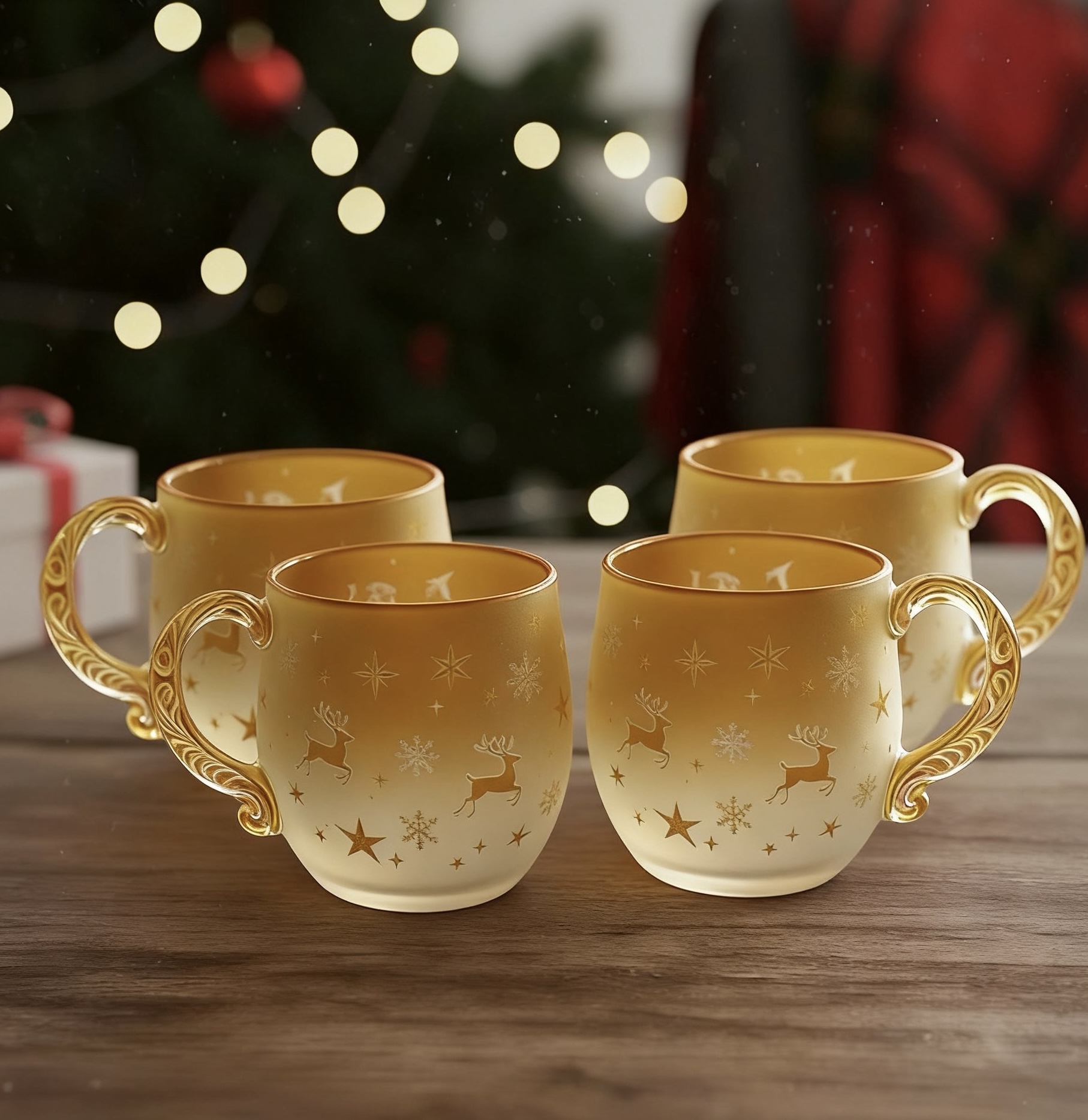 🎄 Christmas Ocean & Sunset Glass Mug Series (Buy 1 Mug & Get 1 Santa Claus pocket hug ornament for free.for FREE!)