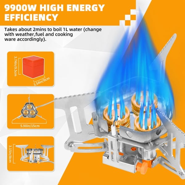 🔥LAST DAY 49% OFF🌟9900W/7200W Windproof Camping Stove, Camping Gas Stove with Piezo Ignition