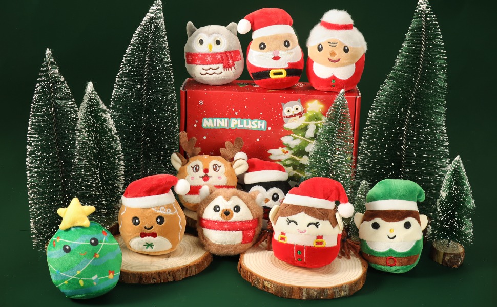 🔥Christmas Sale – 2025 Advent Calendar with 24 Mini Plush Toys (3.15'' Squishy Collectibles)