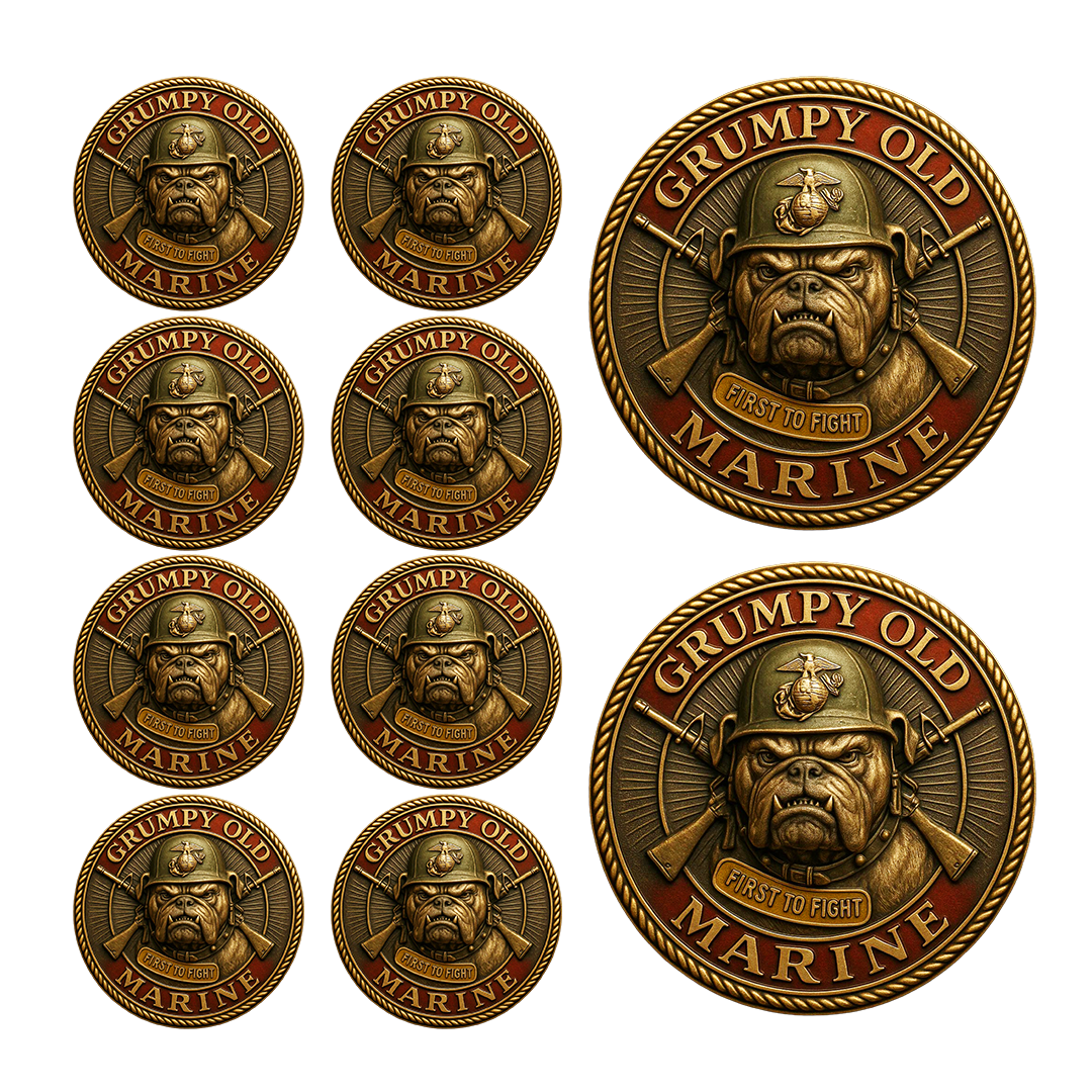 🪖 Grumpy Old Marine · Elite Veteran Challenge Coin