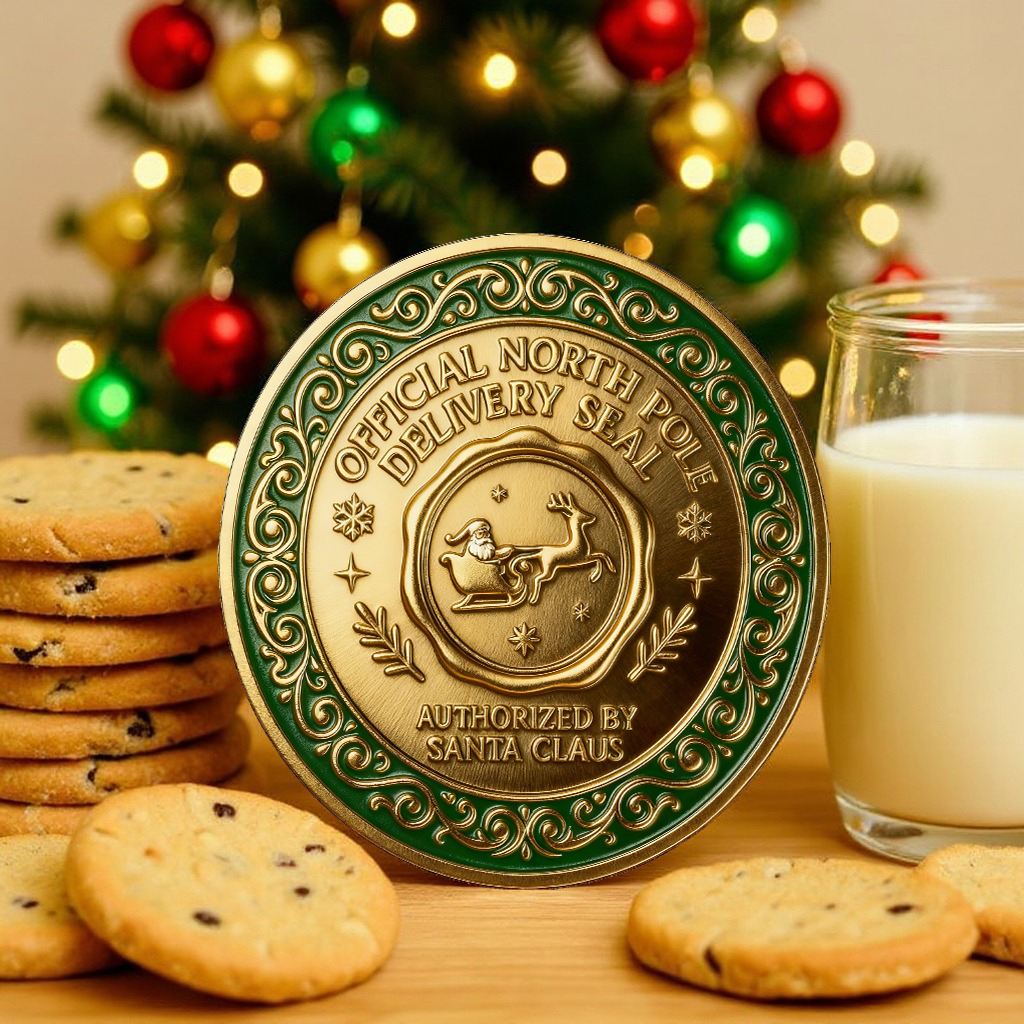 🎄🎄🎄🎄Santa’s Gold ‘Milk & Cookies’ Coin — A Christmas Thank-You Keepsake🎅🎄