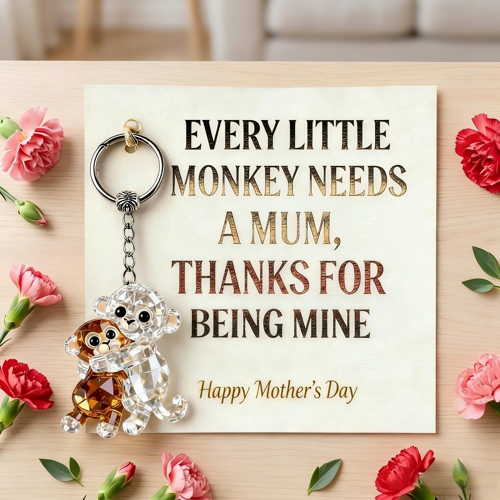 🏆Last Day 60% OFF- Punch the Monkey Crystal Key chain🐒