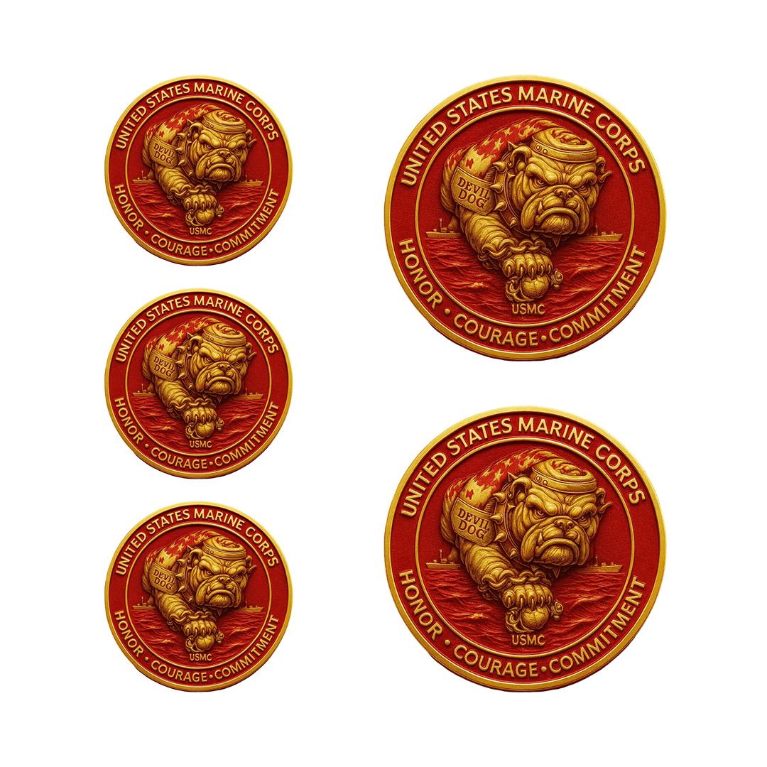 USMC Scarlet & Gold Devil Dog Coin