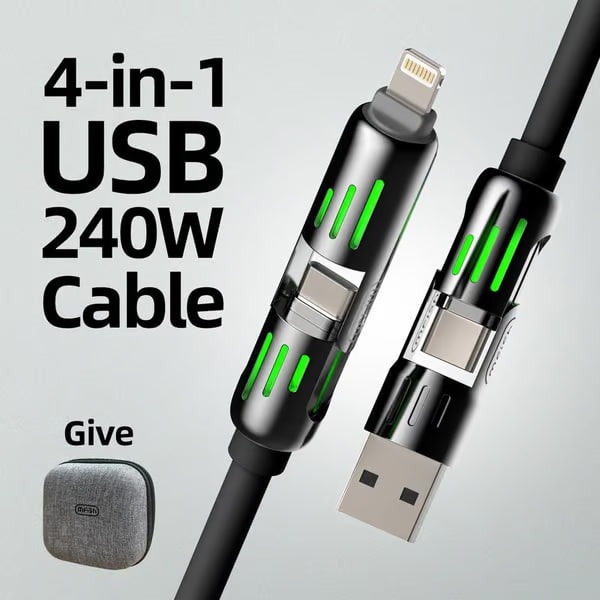 🔥HOT SALE -49% OFF🔥 Mfish 240W 4-in-1 USB C Cable - BUY 3 FREE SHIPPING
