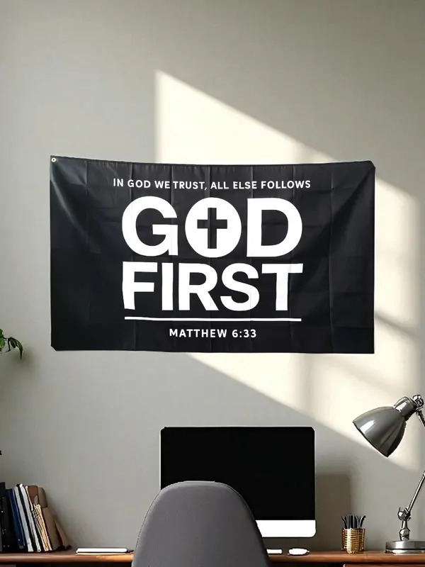 ✝️ God First Flag — Inspirational Religious Banner