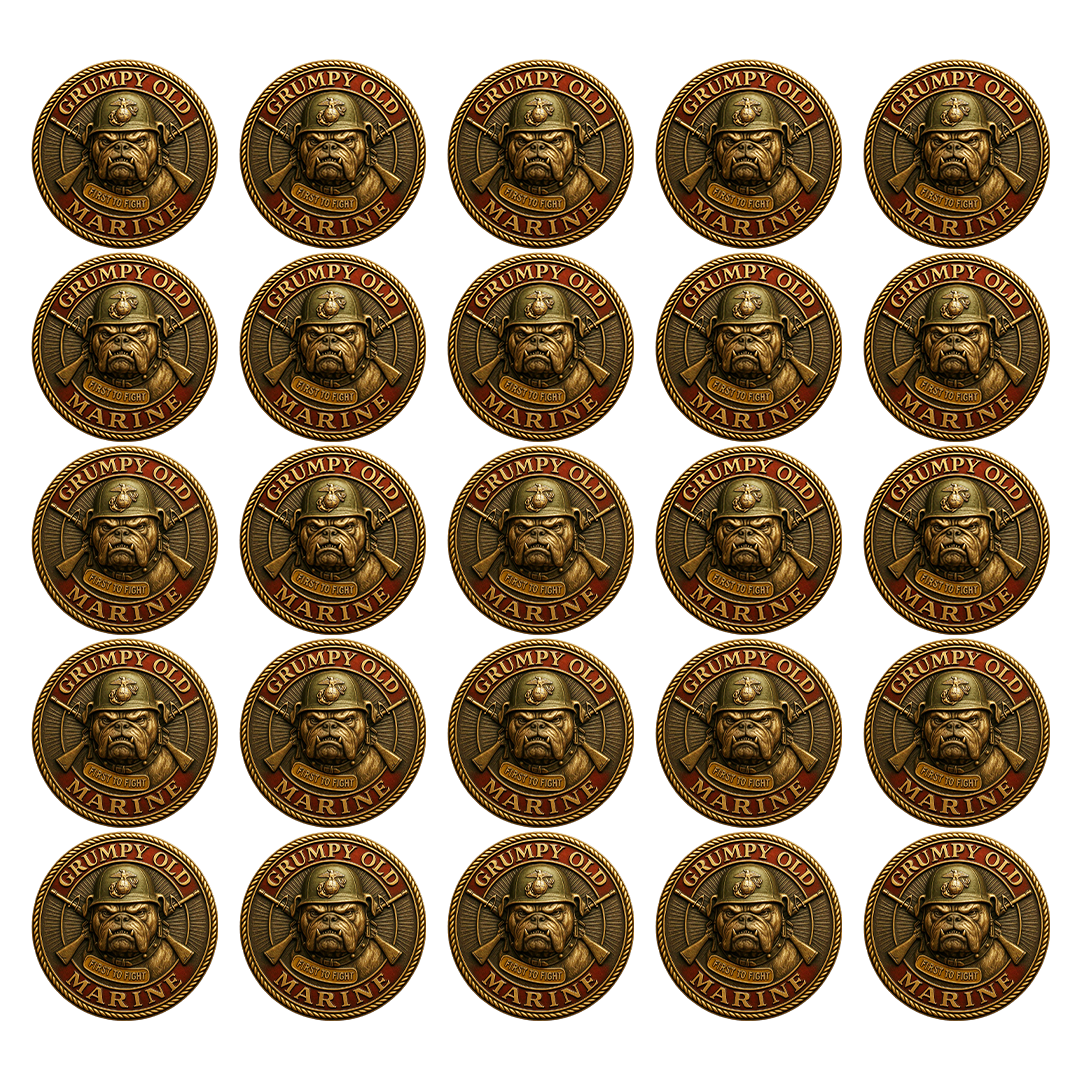 🪖 Grumpy Old Marine · Elite Veteran Challenge Coin