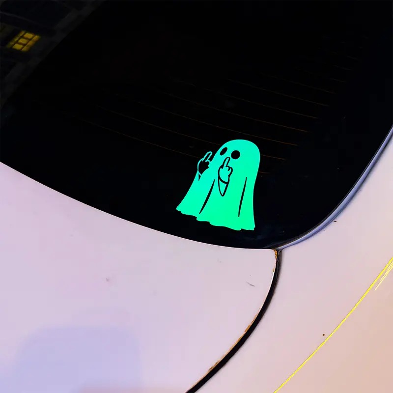🎃 Glow-in-the-Dark Halloween Ghost Decal – Add Spooky Fun to Your Ride! 👻