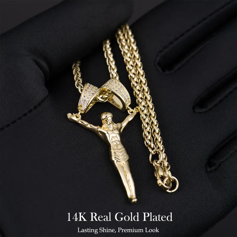 ✝ Holylegend 14K Real Gold-Plated Jesus Christ Pendant Necklace ✝