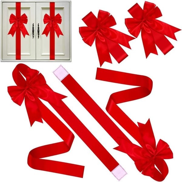 🎅 Early Christmas Sale 🎅🎄 Red Christmas Cabinet Ribbons & Bows