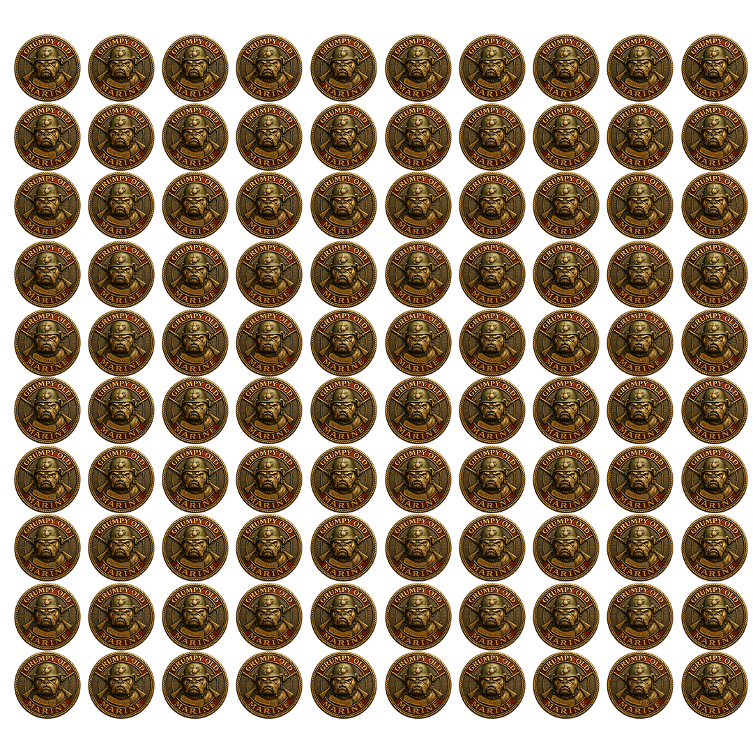 🪖 Grumpy Old Marine · Elite Veteran Challenge Coin